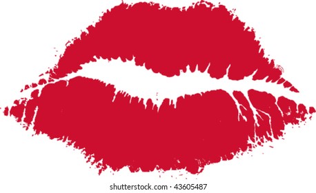 Vector red lips - white areas of lips are transparent -over any background