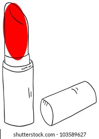 Vector red lipstick is isolated on a white background