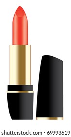 vector red lipstick isolated on white