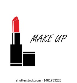 Vector of red lipstick. Make up for woman.