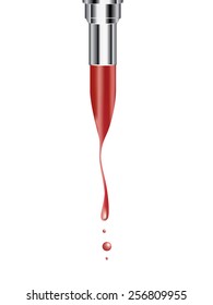 Vector red lipsticks melting isolated on white