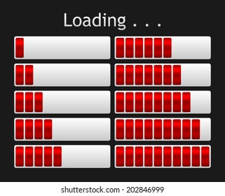 vector red loading bar indicate procedure of load