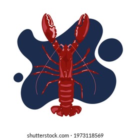 Vector red lobster illustration with abstract shapes.