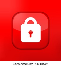 Vector red lock icon. Eps10. Easy to edit