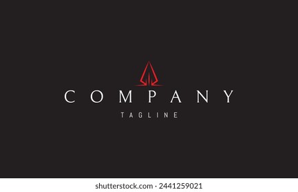 A vector red logo with an abstract image of a skyscraper in the form of an arrowhead.