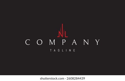 Vector red logo featuring an abstract image of a skyscraper in the shape of the letter N.