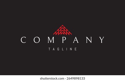 A vector red logo featuring an abstract image a stylized mountain designed as a geometric pyramid with sharp, clean lines