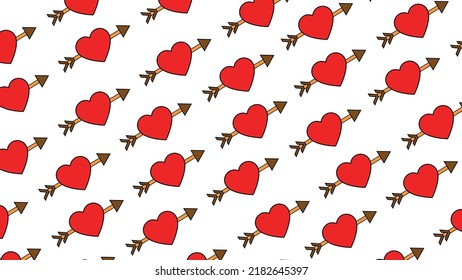 Vector red love hearts and arrows. Perfect for fabric, wallpaper, stationery and scrapbooking projects and other crafts and digital work.