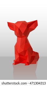 Vector Red Low-poly dog