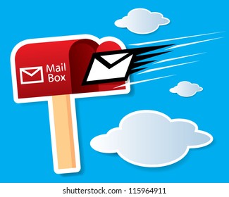 Vector red mailbox with express mail