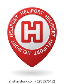vector red map pointer of heliport