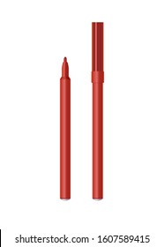 Vector red marker on white background. Open and closed