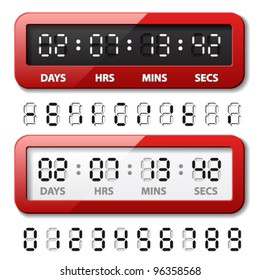 vector red mechanical counter - countdown timer