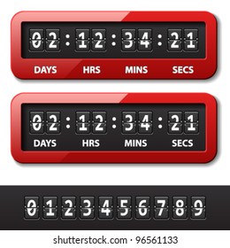 vector red mechanical counter - countdown timer