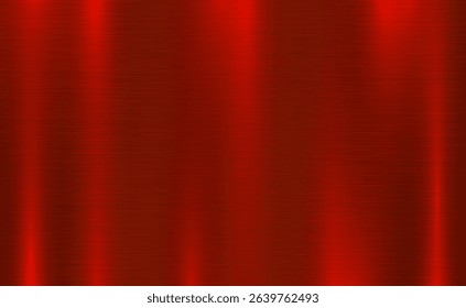 Vector red metallic tones background. Abstract gradient bright and shiny light reflection brushed steel metal texture. Illustration for background, backdrop, web, wallpaper, print and design artwork.