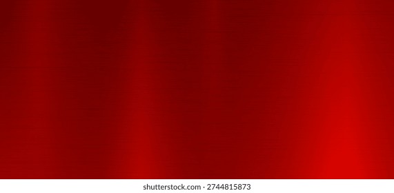 Vector red metallic tones background. Abstract gradient bright and shiny light reflection brushed steel metal texture. Illustration for background, backdrop, web, wallpaper, print and design artwork.