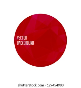 Vector red modern round banner / badge with abstract geometric background