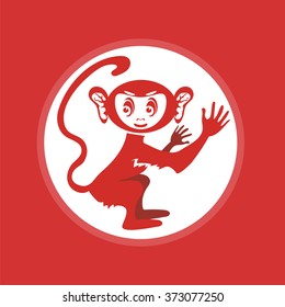 Vector Red Monkey Icon.