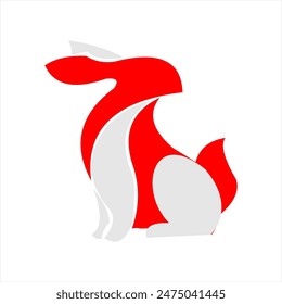 vector red monochrome rabbit logo