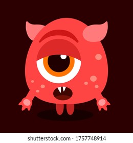 Vector Red Monster With A Sleepy And Lazy Look