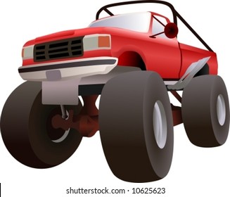 Vector - red Monster truck 4x4