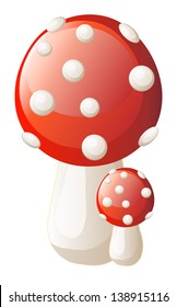 Vector red mushroom. Isolation over white background.