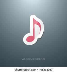Vector red musical note paper sticker