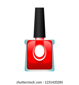 Vector Red Nail Polish Bottle Isolated on White Background