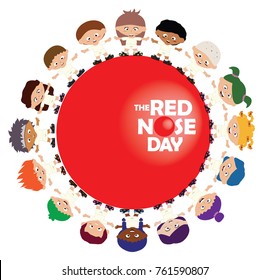 Vector of Red nose day campaign, Where people do funny things to raise money for charity. 