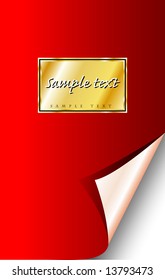 vector red notebook with golden label