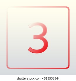 Vector red number on a button with edging. Icon design