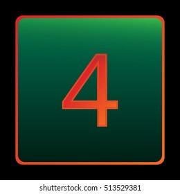 Vector red number on the green  button. Icon design