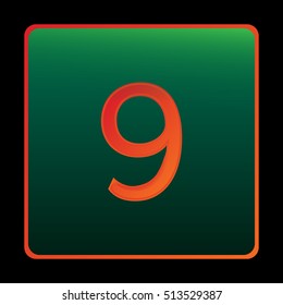 Vector red number on the green  button. Icon design