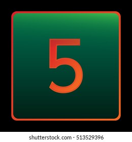 Vector red number on the green  button. Icon design