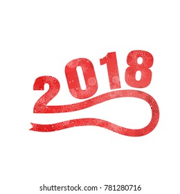 Vector red numbers for Happy New Year with abstract pattern on the white background.