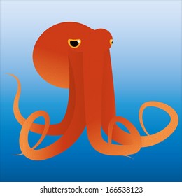 A Vector Red Octopus Isolated With Background