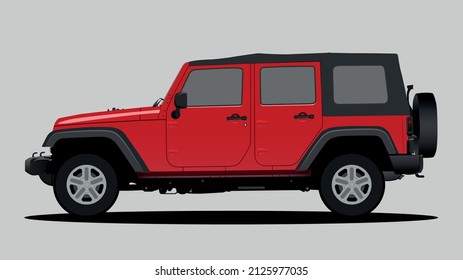 vector red offroad car 4x4 
