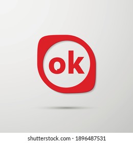 icono de ok rojo vectorial en fondo blanco