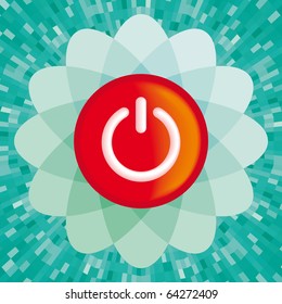 Vector red On button with green background