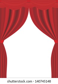 vector red open curtain