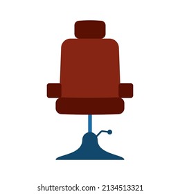 Vector red or orange and yellow barber chair on a white background. Barbershop and hairdresser icon