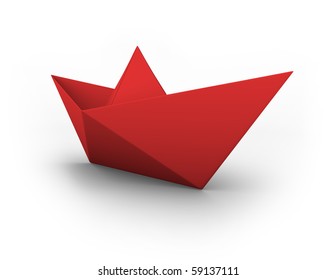 VECTOR Red Origami Boat