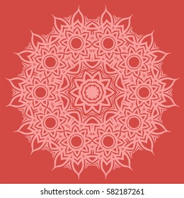 Vector Red Ornamental Line Pattern. Endless Texture. Oriental Geometric Ornament