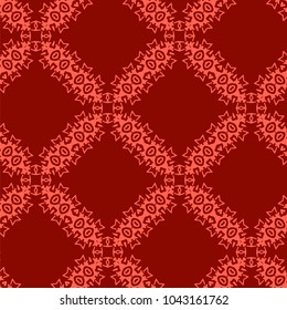 Vector Red Ornamental Seamless Line Pattern. Endless Texture. Oriental Geometric Ornament