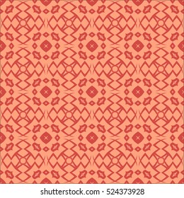 Vector Red Ornamental Seamless Line Pattern. Endless Texture. Oriental Geometric Ornament
