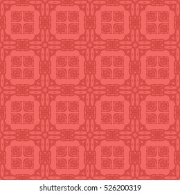 Vector Red Ornamental Seamless Line Pattern. Endless Texture. Oriental Geometric Ornament