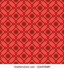 Vector Red Ornamental Seamless Line Pattern. Endless Texture. Oriental Geometric Ornament