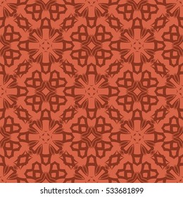 Vector Red Ornamental Seamless Line Pattern. Endless Texture. Oriental Geometric Ornament