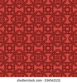 Vector Red Ornamental Seamless Line Pattern. Endless Texture. Oriental Geometric Ornament