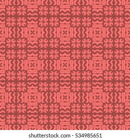 Vector Red Ornamental Seamless Line Pattern. Endless Texture. Oriental Geometric Ornament